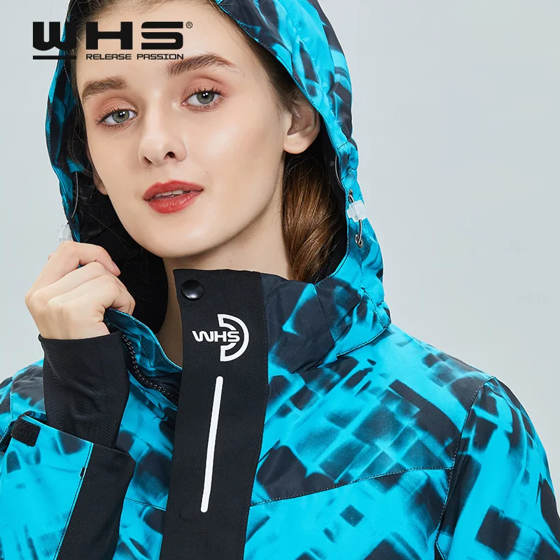 WHS Новинка 2018 года Для женщин Лыжная Куртки ветрозащитный леди теплое пальто