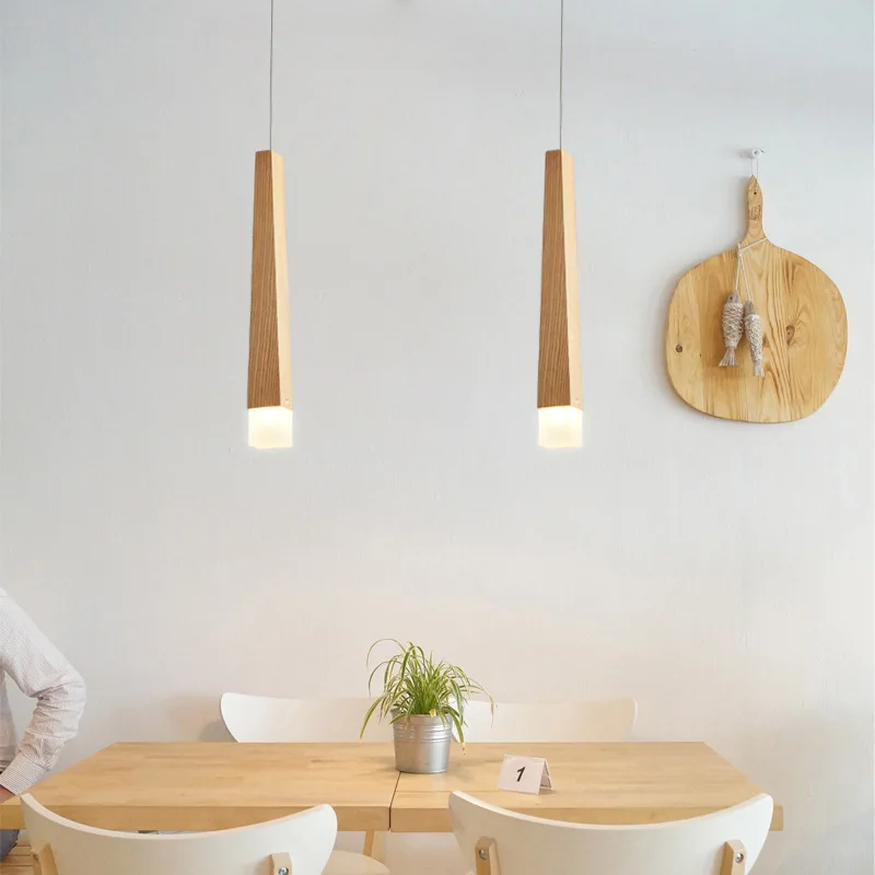 Скандинавский стиль светодиодные деревянные подвесные светильники креативный магазин одежды подвесные лампы для ресторана чайный магазин подвесные светильники