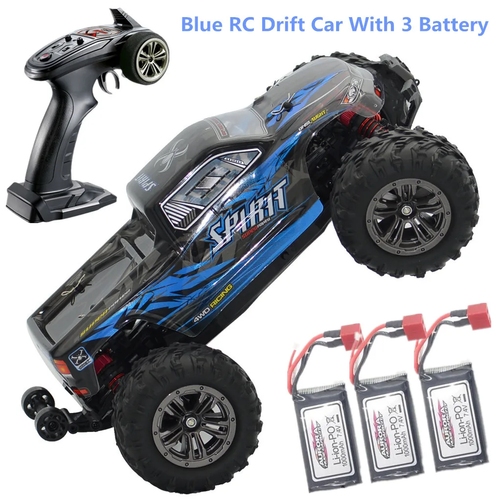 RC Drift бесщеточный автомобильный двигатель бесщеточный ESC 2,4G RC автомобиль 4WD 52 км/ч высокоскоростной Багги монстр грузовик анти-вибрации дрейф гоночная игрушка - Цвет: Blue  RC Car 3batter