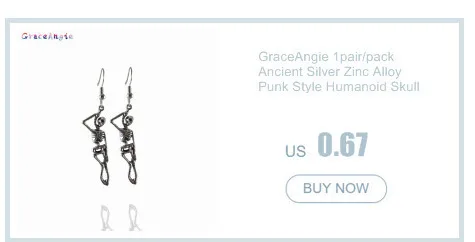GraceAngie 1 пар/упак. Древний серебряный цинковый сплав в стиле панк гуманоидный череп Танцевальный Стиль ушной крючок серьги орнамент