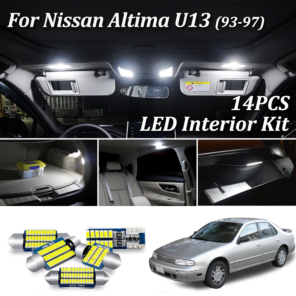 14 шт. белые светодиодные с Canbus подсветка салона автомобиля для 1993-1997 Nissan Altima U13