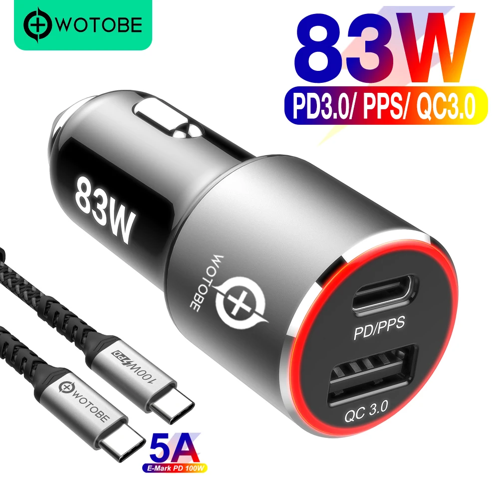 83 Вт Быстрое Автомобильное зарядное устройство 1 порт USB C PPS/PD 65 Вт/45 Вт/30 Вт/20 QC3.0