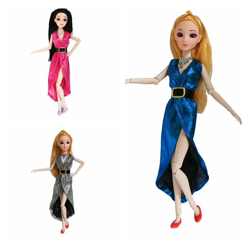 

1/6 BJD Doll Clothes Classical V-Neck Party Gown Princess Dress for Barbie Clothes Outfits Dresses 30cm Dollhouse Accessories