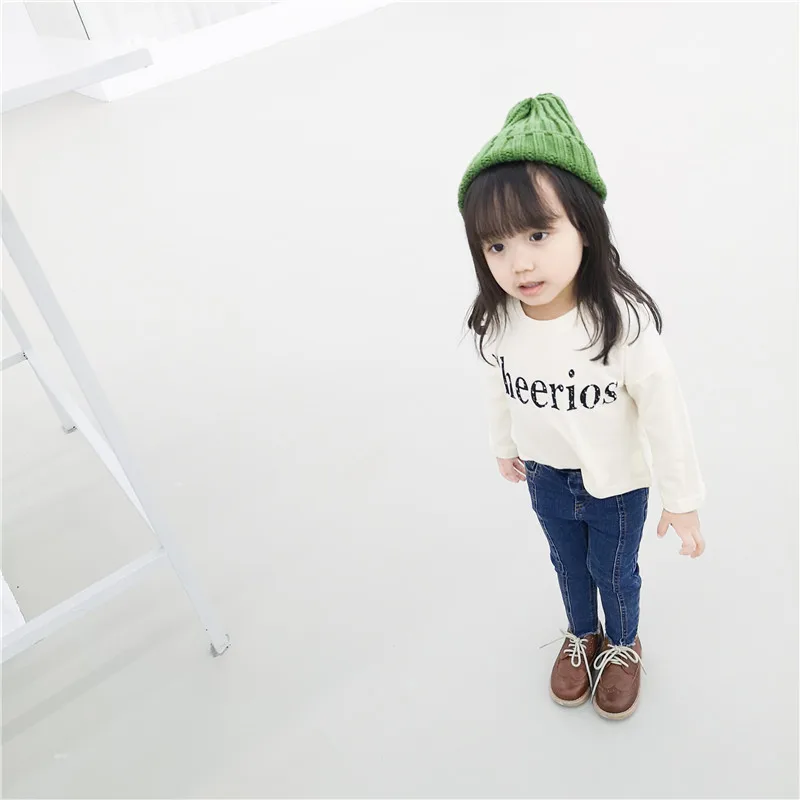 Tao. catkids/ г. Осенняя одежда Новые товары, простые зауженные джинсы в Корейском стиле для девочек супер эластичные детские брюки