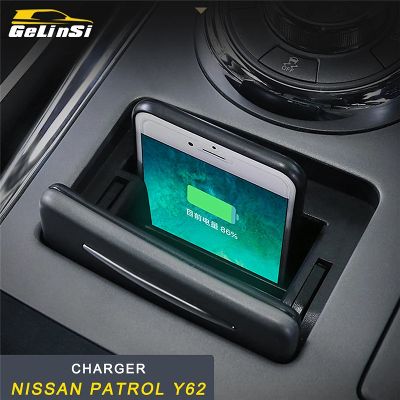 

GELINSI for Nissan Patrol Y62 Car Styling Wireless Charger Automatic Clamping Fast Charging Phone Holder Mount In Car