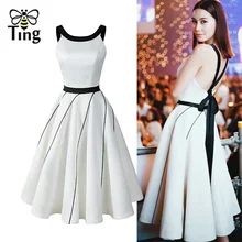 Tingfly/дизайнерский стиль, пикантные элегантные вечерние платья с открытой спиной и бантом, бальное платье в винтажном стиле, Повседневное Платье До Колена, Vestido