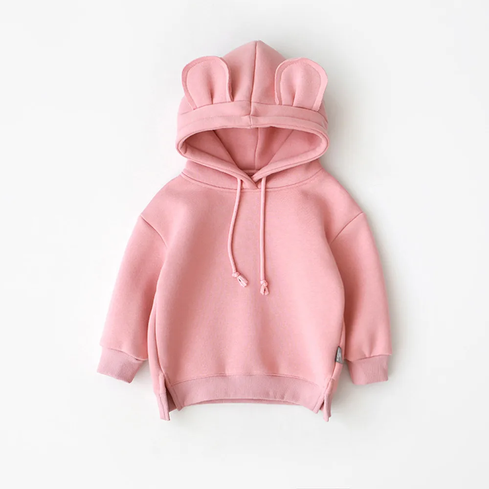 Sweatshirts Hoodie Crop Top Clothes Long Sleeve Solid Tops Winter Cotton Cartoon 3D Ear Hoodie Sweatshirt Tops Clothes Y96