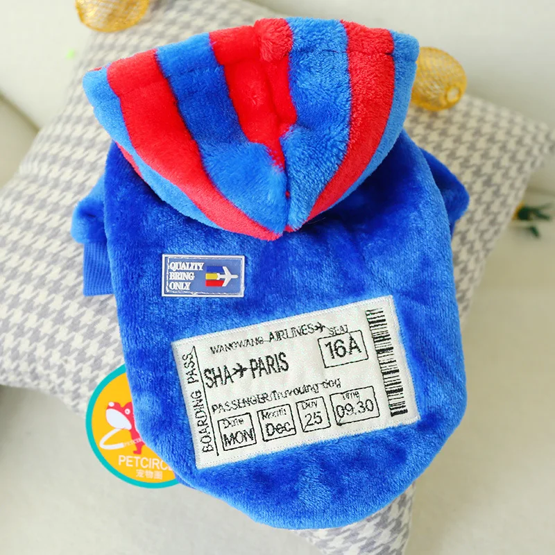 

Pet Dog Cat Autumn And Winter Flight Ticket Hoodie Feet Teddy Bichon Warm Small And Medium Clothes