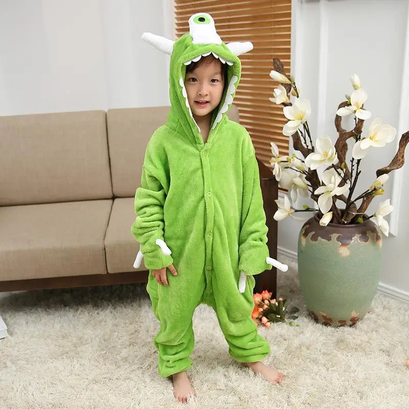 Kigurumi/Детские пижамы с единорогом; детские зимние комбинезоны; одежда для сна для мальчиков и девочек; пижамный комплект; милые пижамы с тиграми в виде животных - Цвет: One Eyed Monster