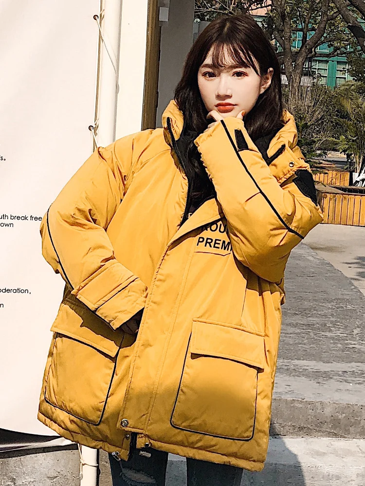 Women Winter Jackets Coat Thick Warm Hooded Jacket Casual Solid Outwear Cotton-padded Loose Short Oversize Tide Female