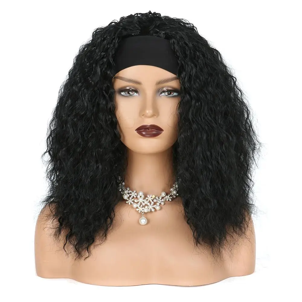 Hot Sale Headband Wig Curly Women Wavy Water-Wave Black Glueless for Afro r0QK3mn5e3y