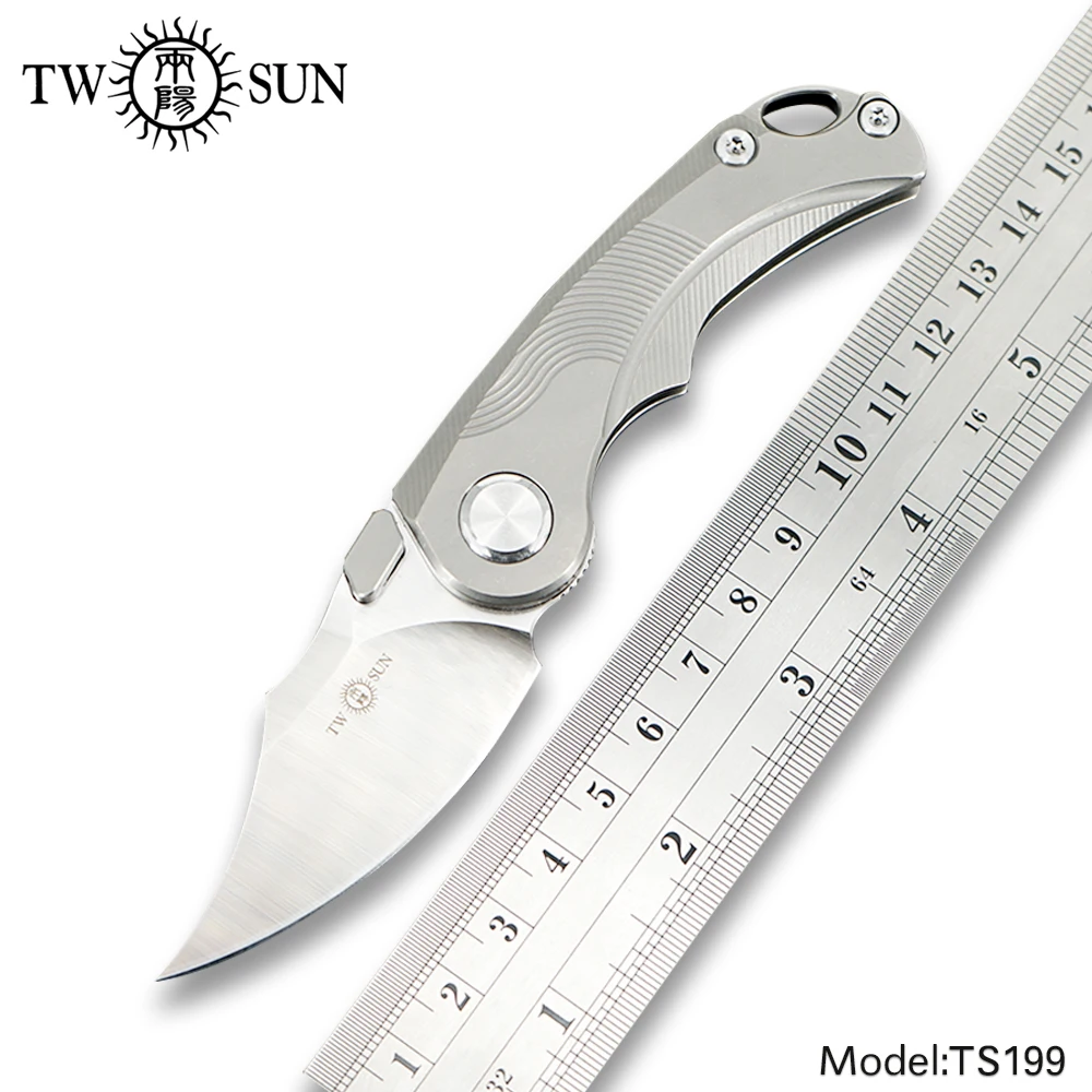 

TWOSUN Knives Mini M390 blade Pocket Folding Knife camping Knife hunting outdoor tool Titanium EDC Ball Bearing Flipper TS199