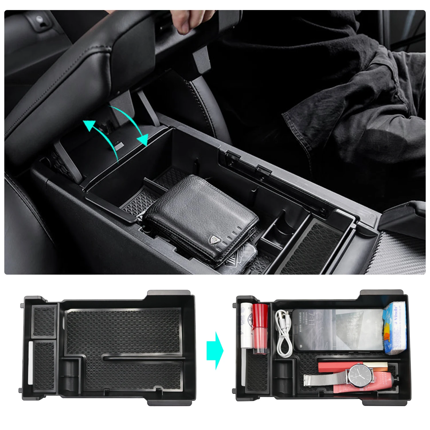Red RUIYA Storage Box for Mazda 3 Axela Centre Console Armrest Organiser Tray Centre Armrest Car Accessories