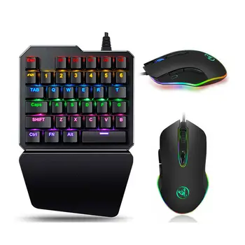 

Mini LED Ergonomic Single Hand Game Keyboard + Mouse Mice Computer One Hand Left Hand Wired Keypad