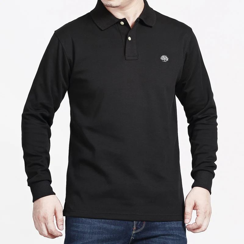 Брендовая одежда Мужская рубашка поло мужская деловая Повседневная однотонная мужская рубашка поло с длинным рукавом высокого качества из чистого хлопка размера плюс 6XL