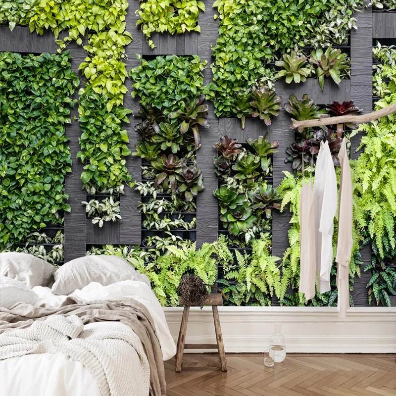 

Custom 3D Wall Mural Modern Green Plant Pastoral Mural Wallpaper Living Room Bedroom Creative Art Wall Painting Papel De Parede