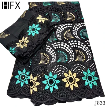 

HFX Latest Swiss Voile Lace In Switzerland 2020 High Quality 100% Cotton Embroidered Black And White African Lace Fabric Y833