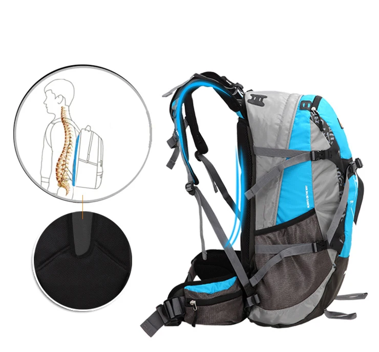 40L Outdoor Sport Bag Rucksack Waterproof Climbing Camping Travel Hiking Mountaineering Trekking Backpack with Rain Cover