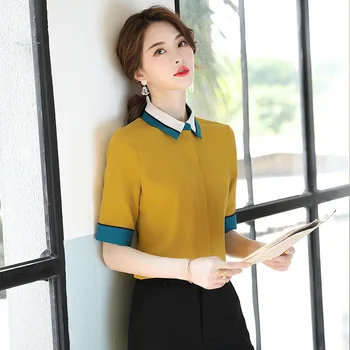 

Female Seven Points Sleeve 2020 Spell Color Contrast Business Foreign Style Design Feeling Heart Machine Occupation Sexy
