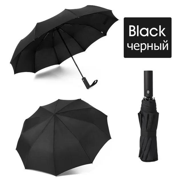 Высококачественный Ветрозащитный складной автоматический зонт от дождя для женщин, роскошные большие ветрозащитные зонты для мужчин черного цвета