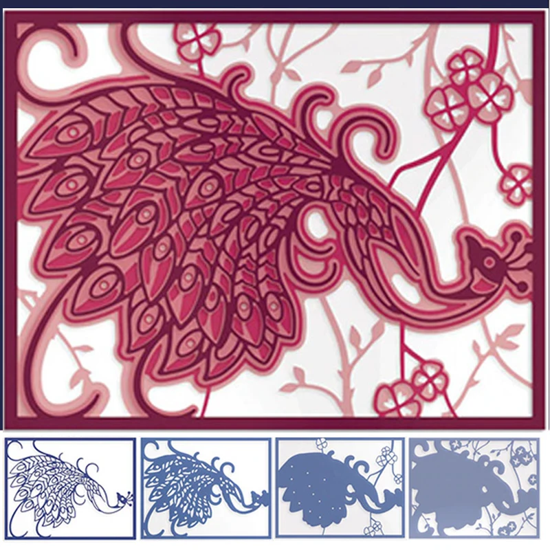 

Splendid Peacock Die Cuts For Card Making Peacock Animal+Pattern+Frame Metal Cutting Dies Stencils 2020 Embossing Crafts Cards