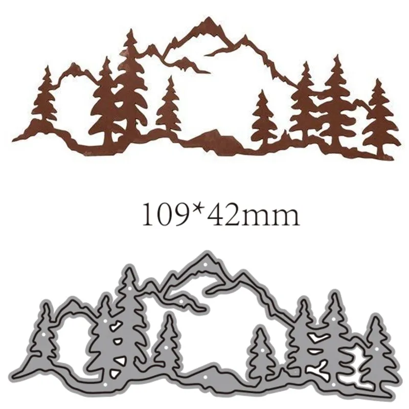 Troqueles de corte de Metal, plantilla de corte para decoración de árbol y montaña, molde artesanal para corte de papel, plantillas para perforar con cuchillas