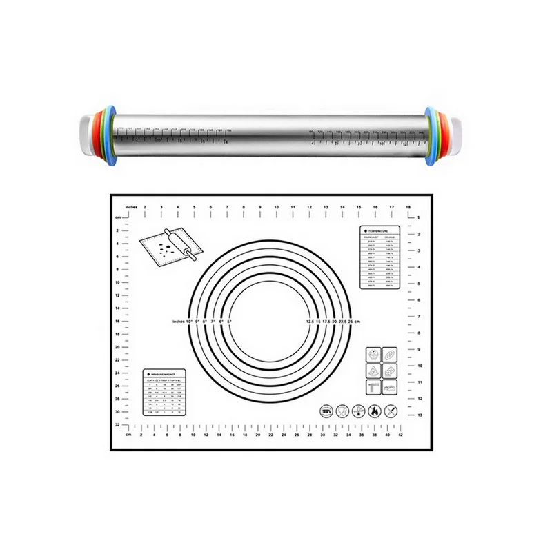 Скалка для теста ролик с 4 съемными регулируемыми толстыми кольцами кондитерский коврик для выпечки теста, пиццы пирог выпечка печенье