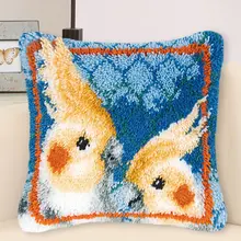  DIY Hand Knitted Embroidered Cushion Cover Unfinished Pillow Embroidery kits Material Latch Hook Birds Tiger garen om te haken 