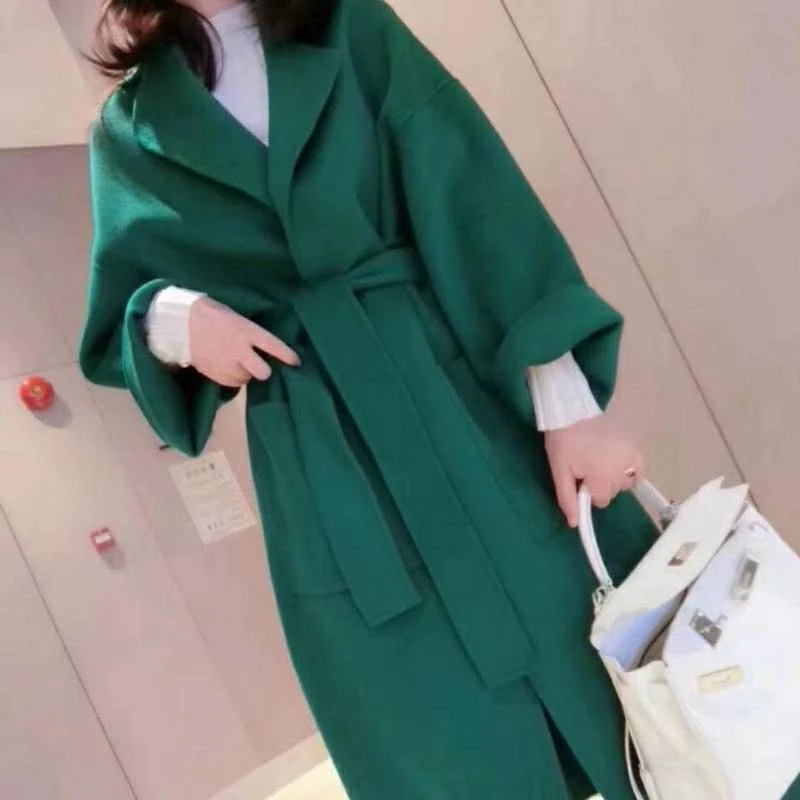 Свободное XS-2XL, верхняя одежда, пальто, воротник, длинный рукав, шерстяное пальто, женская мода, двойной кашемир, шерстяное пальто