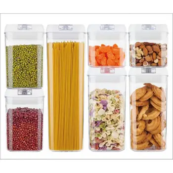 

7pcs/Set PP Sealing Storage Bottles Food Storage Box Clear Container Set with Pour Lids Kitchen Storage Jars Dried Grains Tank