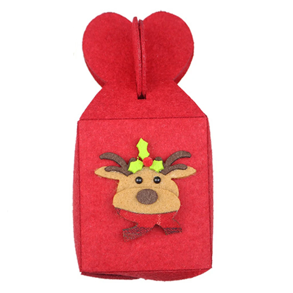 3pcs Christmas Candy Bag Folding Apple Gift Bag Creative Non-woven Bag for Christmas New Year Decorations