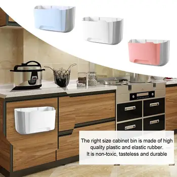 

Kitchen Trash Can Plastic Storage Basket Home Cabinet Door Hanging Folding Suspension Classification Car Paper Basket