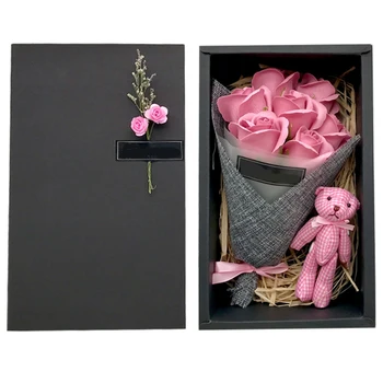 

Handmade Soap Flowers Set Bear Gift Box Valentine's Day Soap Flower Bouquet Mother's/ Teacher's Day Birthday Gift