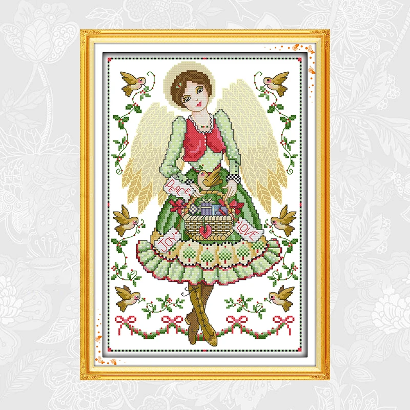 

Angel Girl Patterns Cross Stitch Fabric 14CT 11CT DIY Handwork Embroidery kits Needlework Set Wholesale Home Decoration