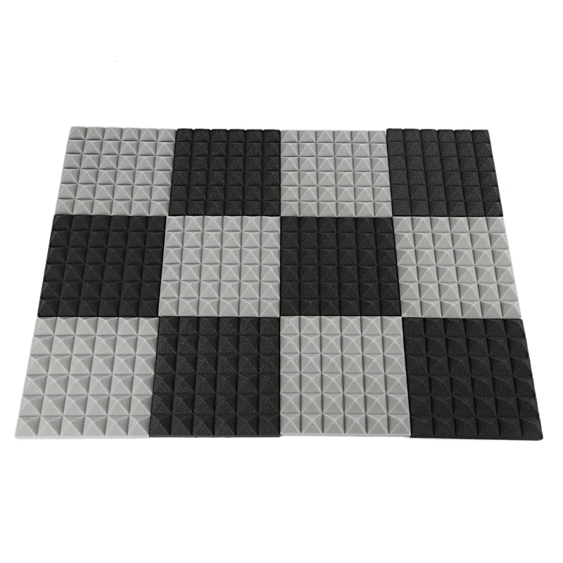 Charcoal Acoustic Foam Tiles Soundproofing Panels Studio Sound Padding 2 x 10 Inch(Black+Grey) |