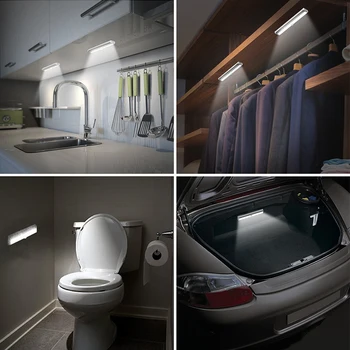

LED light with 6/10 LEDs PIR motion Sensor, LED lamp for wardrobe, bed lamp, night light for wardrobe, stairs, kitchen