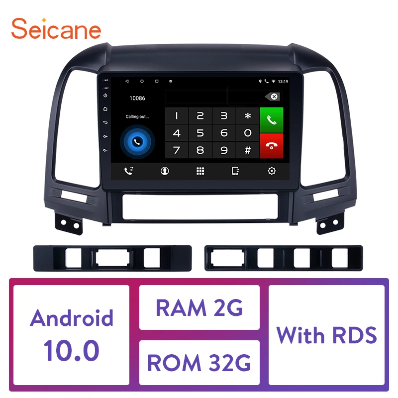 

Seicane 9 Inch Android 10.0 Car Radio Multimedia Video Player Navigation GPS for 2005 2006-2011 2012 HYUNDAI SANTA FE with 2GB