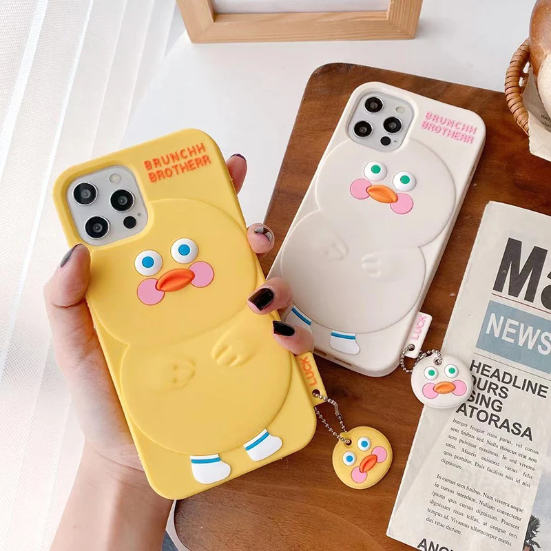 Силиконовый чехол с арахисовым утенком для IPhone 11 12 Pro Max XR XS X 7 8 Plus | Мобильные
