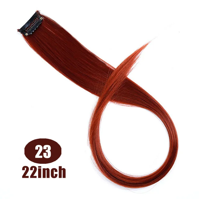 DIFEI 2" Цветной Синтетические пряди для наращивания волос на заколках, Одна деталь Цвет в полоску, длинные прямые волосы, парик, заколки, заколки для волос, трессы для вечерние и карнавал - Цвет: 23