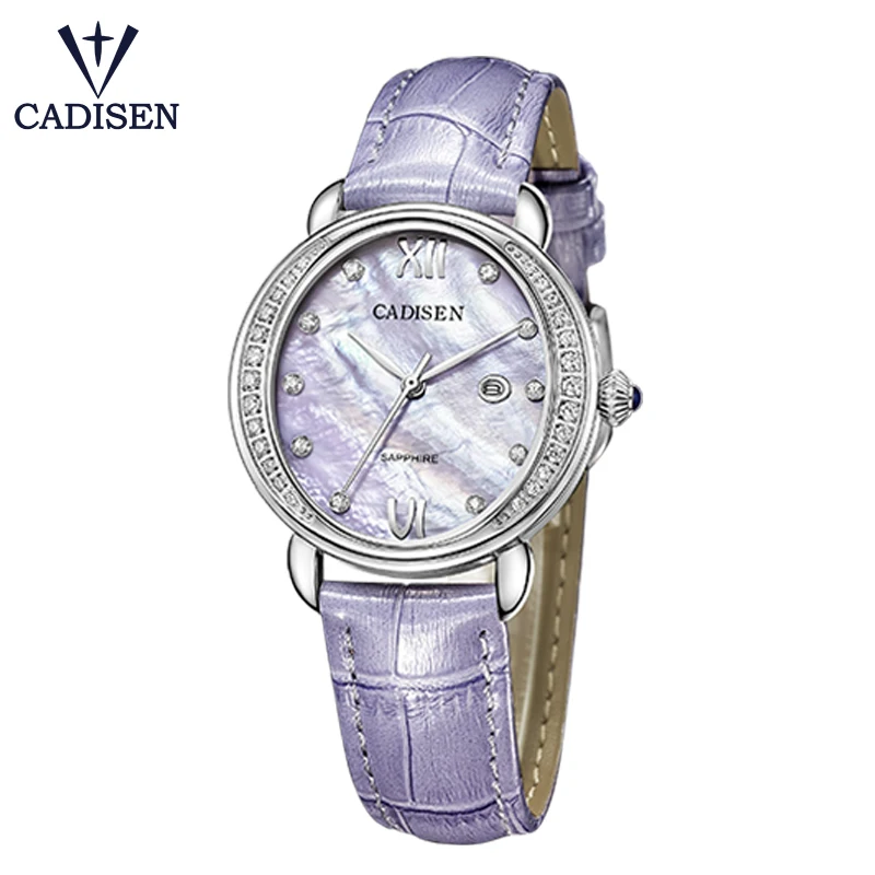 CADISEN Новые легкие Роскошные женские кварцевые часы простые повседневные модные часы богини 3ATM водонепроницаемые часы с календарем подарок - Цвет: Violet