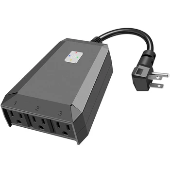 

US Plug Outdoor Wifi Wireless Smart Switch 1 in 3 Out Plug Voice Control Waterproof with Ports Timing Socket