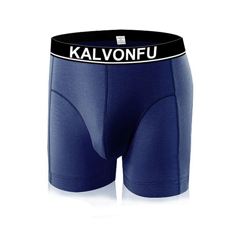 Men Soft Underwear Modal Long Boxer Shorts Panties Man Boxers Plus Size Short Male Elastic Underpants Comfortable Underwear 5159 - Цвет: NAVY