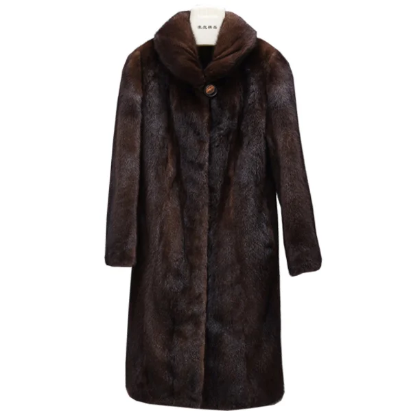 Коричневое Пальто из искусственного меха норки, новинка, большие размеры, 6XL, средней длины, зимние топы с капюшоном, женские утепленные коричневые норковые шубы, AQ360