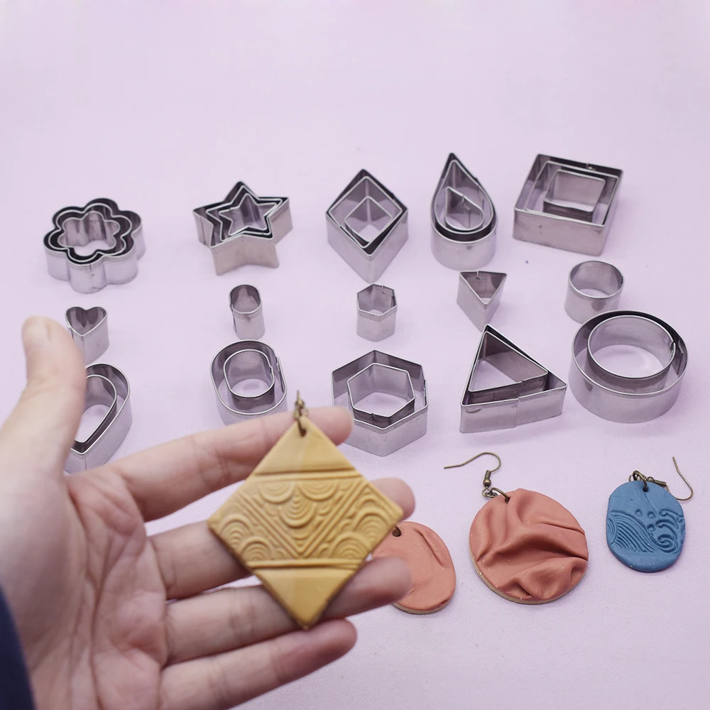 More Clay Cutter Stainless Steel Geometry Round Square Shape Designer DIY Ceramic Pottery Polymer Clay Earring Cutting Mold Tool polymer clay tools pottery tools clay sculpting tools pottery sculpting tools clay craft tool