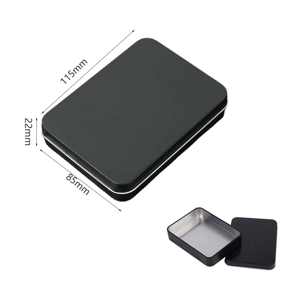 Cigarette Case Box 1 pc Survival Kit Tin Black Tobacco Storage Box Clamshell Containers for Jewelry Candy Coin Key Organizer 