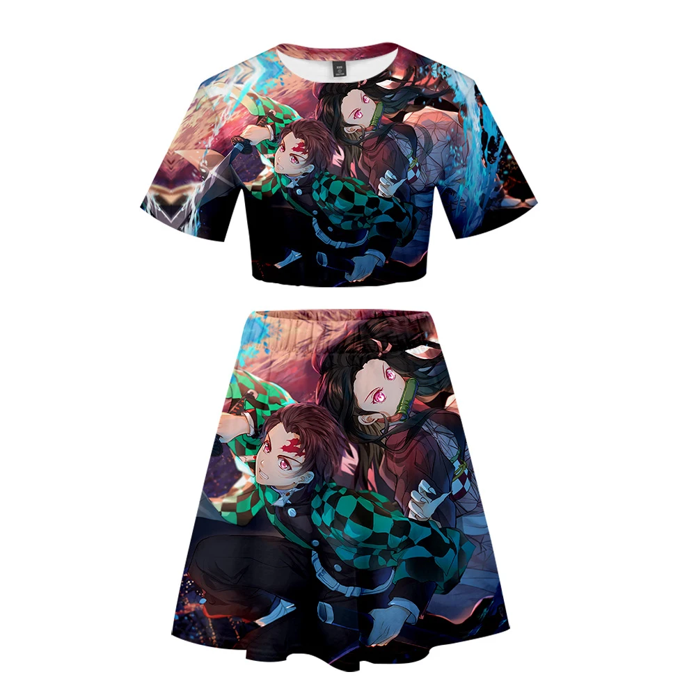 2019new two piece set skirts  Ghost Blade 3d print Cheerleader stranger things tracksuit for women skirt