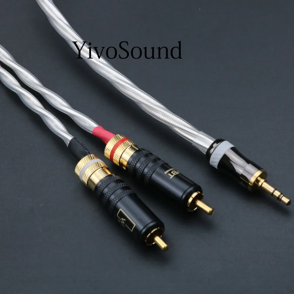 HIFI  Nordost silver aux 3.5mm  headset plug to 2rca jack  Audio signal line Computer and audio connection  cable 2rca cables
