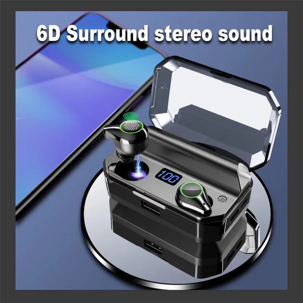TWS Bluetooth наушники, беспроводные наушники, светодиодный дисплей мАч, водонепроницаемые наушники, игровая спортивная Гарнитура, долгое время работы