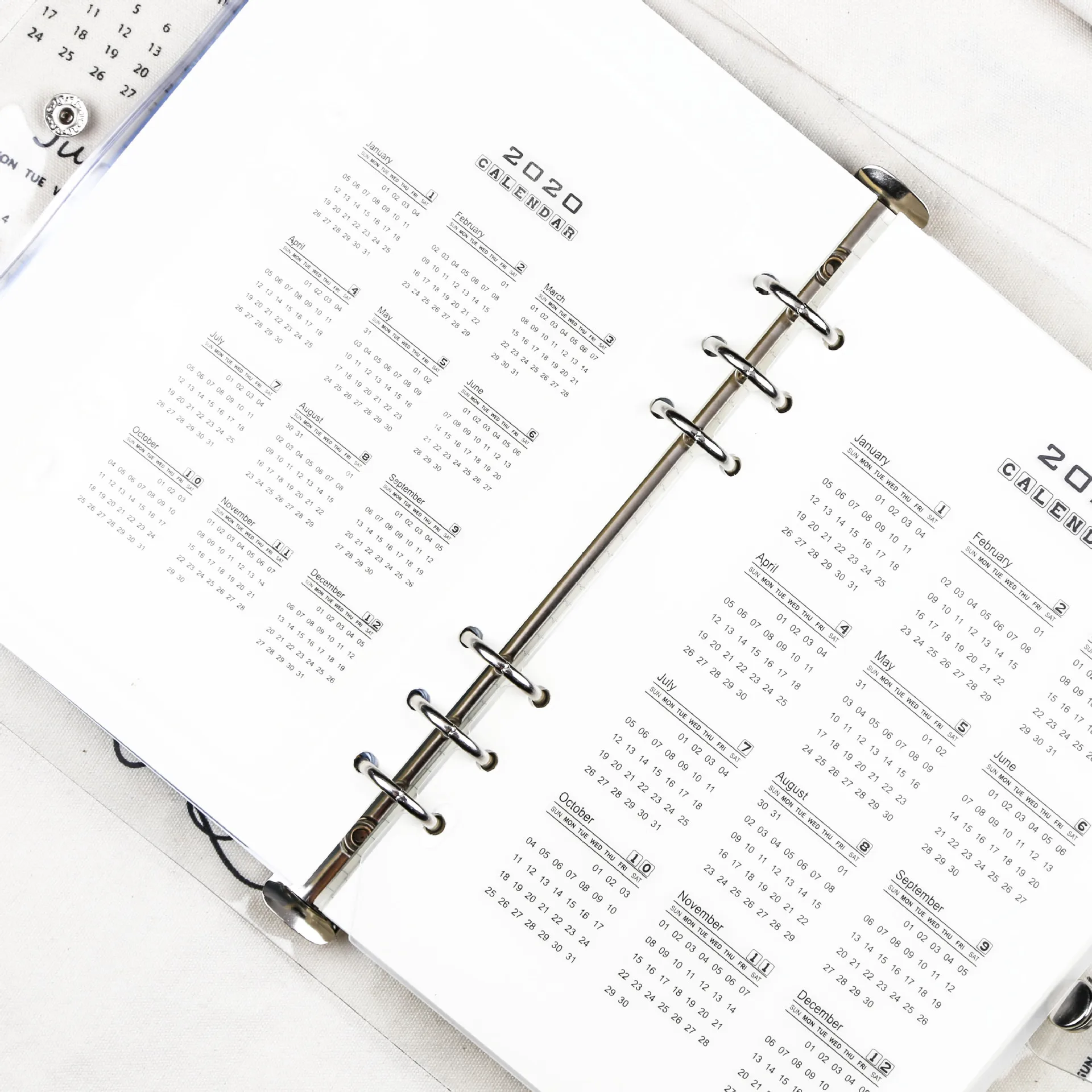 

2020 A5 A6 Loose Leaf Calendar PP Binder Notebook Index Divider Planner Filofax Inner Clip Sheet Binder Category