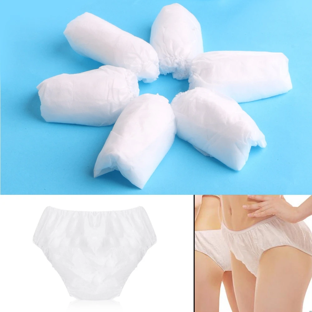 Disposable Non Woven Paper Brief Panties Underwear Ladies Women 6Pcs disposable panties